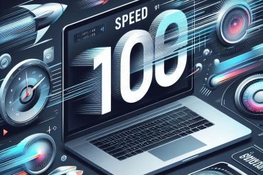 Speedy website with elements that convey speed, such as fast-loading graphics, sleek design, and dynamic elements.